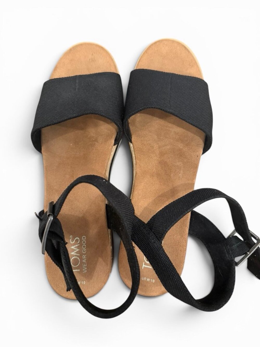 Women’s TOMS Diana Size 10 Canvas Platform Wedge Espadrille Casual Sandals Black - Picture 5 of 8